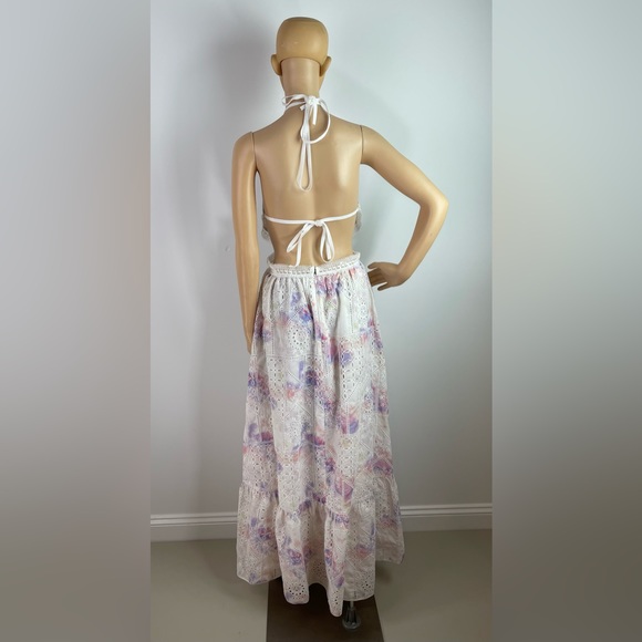 Gianni Bini Halter Neck Cutout Back Embroidered Eyelet Sleeveless Maxi Dress - Picture 7 of 7